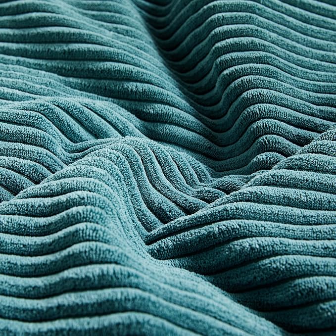 Fancy Homi 4 Packs Teal Decorative Throw Pillow Covers 18x18 Inch for Living Room Couch Bed Sofa, Rustic Farmhouse Boho Home Decor, Soft Cross Corduroy Patchwork Textured Square Cushion Case 45x45 cm