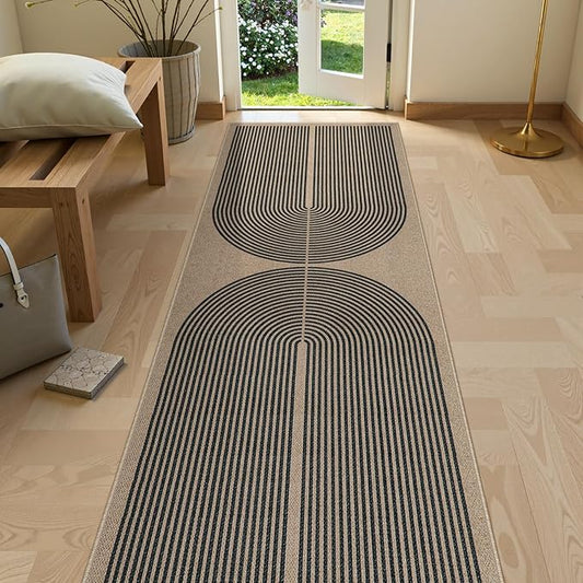 Lahome Modern Rainbow 2x8 Runner Rug, Washable Hallway Kitchen Runner Rugs with Rubber Backing Farmhouse Indoor Outdoor Carpet, Contemporary Non Slip Carpet for Entry Bedroom Porch