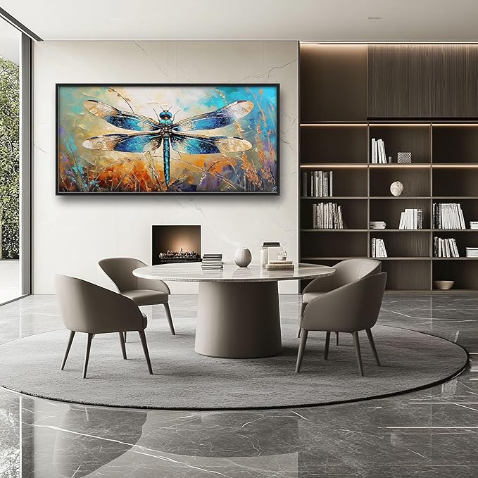 Quorin Dragonfly Large Wall Art Abstract Dragonfly Pictures Wall Decor Colorful Canvas Print Painting Artwork for Bathroom Living Room Bedroom 60L x 30W
