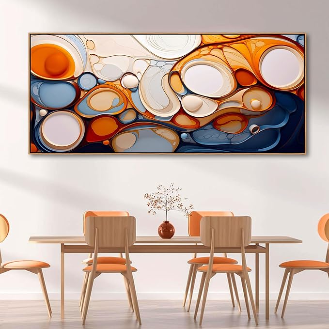 Large Abstract Wall Art Framed Canvas for Living Room - Colorful Modern Aesthetic Bedroom Decor Above Bed, Office Artwork Wood Frame Pictures Wall Decor