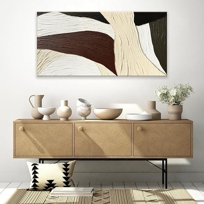 Tsomzxng Abstract Wall Art Brown line Art Prints Multicolor Geometric line block Canvas Art Wall Decor Painting Modern Artwork Decorations For Living Room Bedroom Kitchen 24x48 In