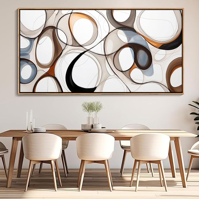 Framed Wall decor for Living Room Brown Abstract Canvas Wall Art - Kitchen & office Wall Art Prints Modern artwork, Wood Frames Decor, Bedroom Decorations 24×48
