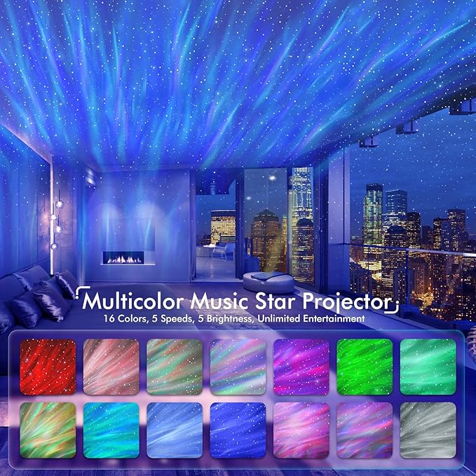 Rossetta Star Projector, Galaxy Projector for Bedroom, LED Night Light Aurora Projector with Bluetooth Speaker, White Noise, Timer and Remote, Room Decor, Gifts for Kids, Adults, Christmas, Birthday