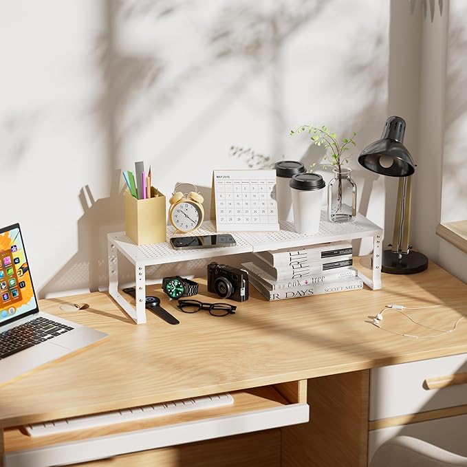 Expandable Spice Rack & Kitchen Cabinet Organizer - Stackable, Adjustable Shelves for Cabinets, Countertops, Cupboards & Pantries(3 Packs/Medium/White)