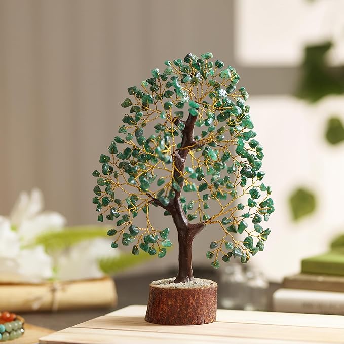 Green Aventurine Stone Money Tree | Tree of Life | Energy Healing Stones | Feng Shui Bonsai | Reiki Crystal Healing | Good Luck | Chakra Tree | Spiritual | Crystal Gifts | Office Home Decor