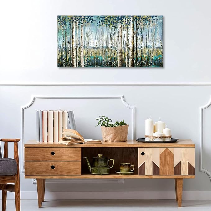 Forest & Mountain Wall Art Green Framed Nature Landscape Pictures for Living Room, Bedroom & Office Large Paintings Wall Decor Tree and Artwork for Wall Decor