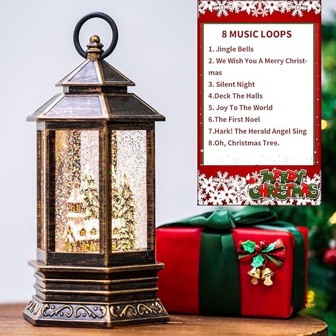 Christmas Snow Globes Church Nativity Water Lantern,Silent Night Music, Holiday Decorations Gifts for Family Children or Friends