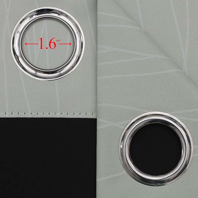 Estelar Textiler Sage Green and Greyish White Ombre Blackout Curtains 45 Inch Length 2 Panels, Full Room Darkening Drapes for Kitchen, Thermal Insulated Grommet Short Curtains for Bathroom,42Wx45L