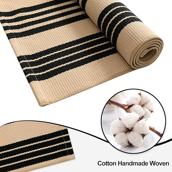 OJIA Fall Front Door Mat 24"x51", Machine Washable Porch Rug Halloween Outdoor Door Mat Striped Entryway Rugs Indoor Outdoor Rugs Cotton Woven Entry Rug for Kitchen/Bathroom/Farmhouse/Home Entrance