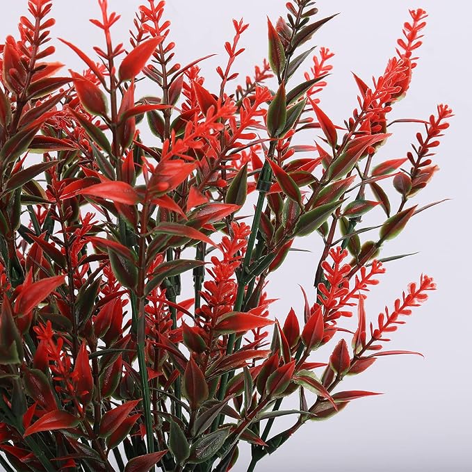 RECUTMS 20 Bundles Artificial Fall Flowers No Fade Faux Autumn Plants, Fake Indoor Outdoor Greenery for Thanksgiving Christmas Wedding Party Home Garden Fireplace Décor(Orange)