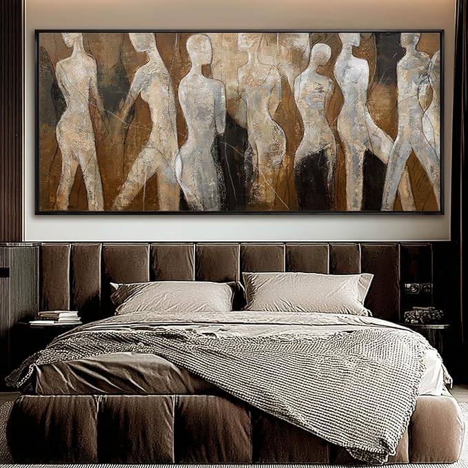 Line Framed Wall Art Figure Wall Prints Contemporary Hanging Wall Decor 32"x70" Large Artwork for Living Room Office Decorations