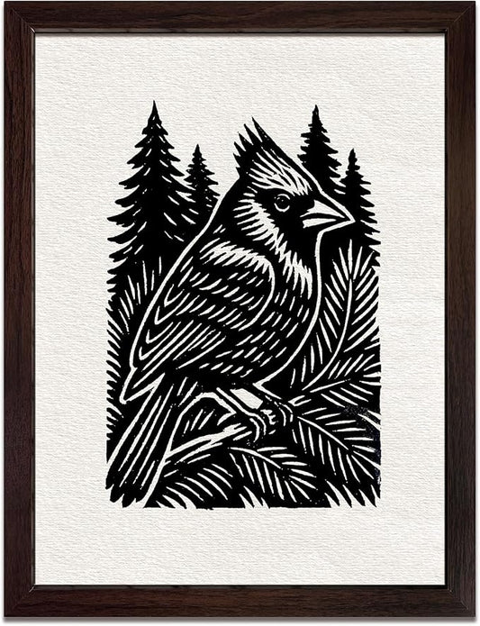 Caelumis Vintage Wall Art Decor Prints Black And White Pictures Posters For Farmhouse Living Bedroom Bathroom Room kitchen Handmade Unframed (Cardinal 12x16in)