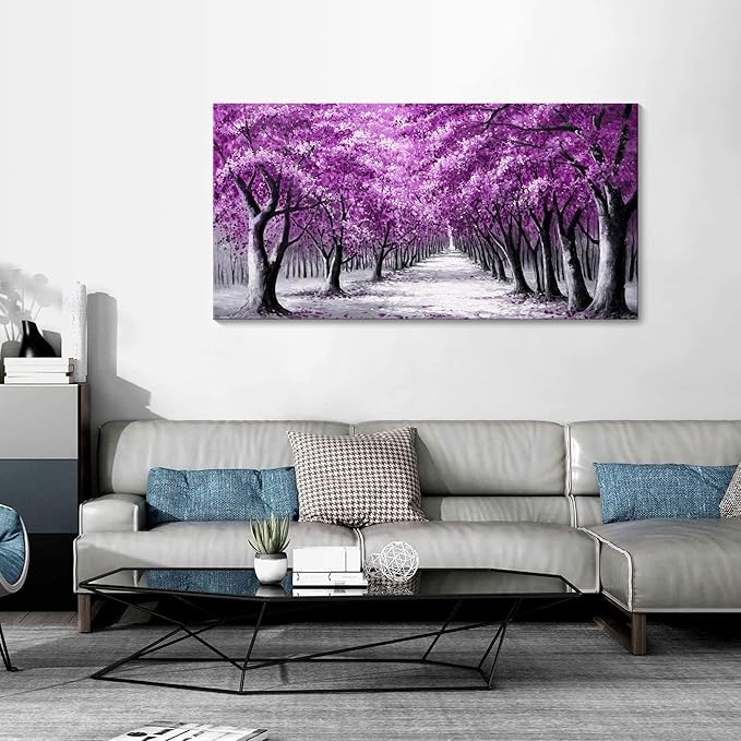YCPRIMER Purple Wall Art for Living Room Forest Pictures for Bedroom Wall Decor Landscape Large Prints for Wall Decor Nature Canvas Painting Artwork for Walls Contemporary Home Decoration 20×40IN