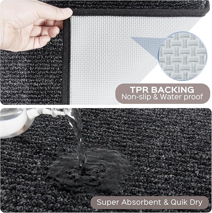 Dirt Trapper Dog Door Mat 32" x 47" / 80cm x 120cm, Washable Kitchen Rug, Non Slip Kitchen Mat for Floor, Absorbent Indoor Entryway Rug for Laundry, Bathroom, Bedroom