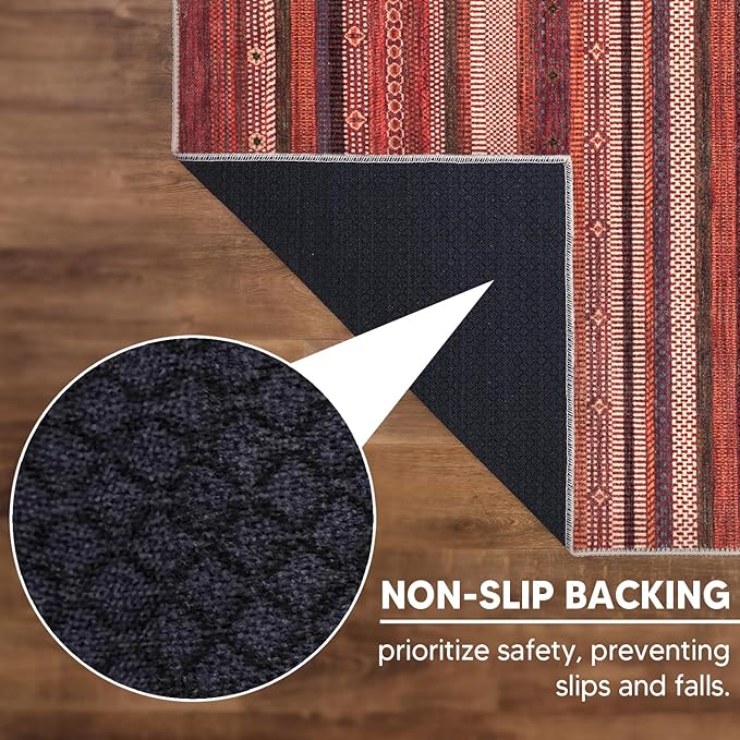 Keen Home Design 6x9 Rug - Machine Washable Area Rug with Non-Slip Backing, Ideal for Living Room, Dining Room, Bedroom - Vintage, Easy Clean, Durable, Low Pile Rug - (6' x 9')