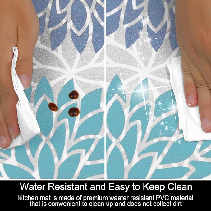 HEBE Anti Fatigue Kitchen Rug Sets 2 Piece Non Slip Kitchen Mats for Floor Cushioned Kitchen Rugs and Mats Waterproof Comfort Standing Mat Runner for Kitchen,Home Office,Sink,Laundry