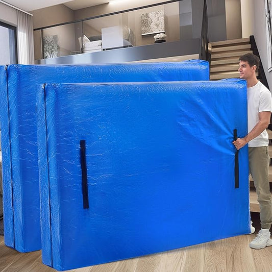 BETU Mattress Bags for Moving, Mattress Protector Waterproof Mattress Cover Full XL Size Storage Bags with 8 Heavy-Duty Handles and Zipper for Bed Extra Thick Large(2 Pack, 82"x57"x15" Blue)