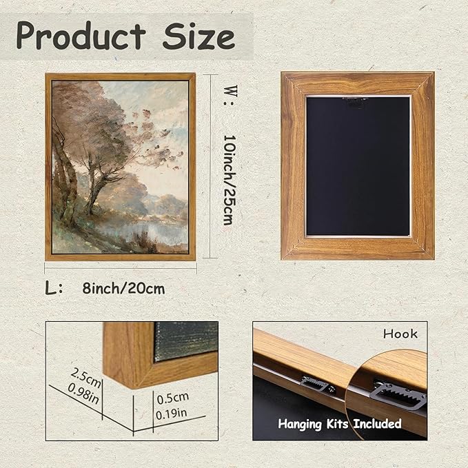 KBKBART Framed Canvas Wall Art Vintage Southwest Decor, Retro Neutral Landscape Riverside Botanical Art Prints Painting, Rustic Farmhouse Wall Decor Ready To Hang for Bedroom, Bathroom, Living Room,