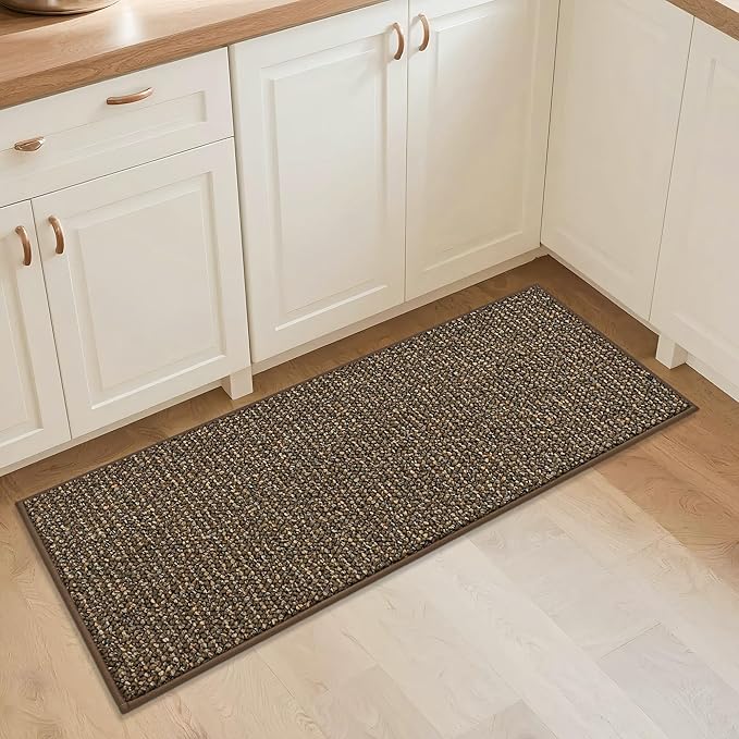 BEQHAUSE Kitchen Runner Rugs 20"x48", Non-Slip Kitchen Mats for Floor, Super Absorbent and Stain Resistant Kitchen Rug, Machine Washable Rugs for Kitchen, Hallway, Laundry & Sink, Brown