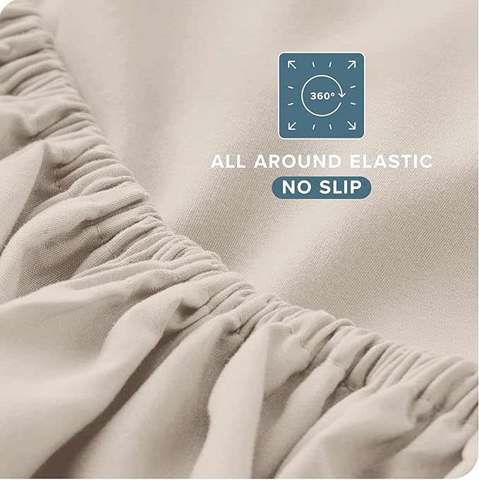 Bare Home Split Head Flex King Sheet Set - 1800 Ultra-Soft Microfiber Bed Sheets - Double Brushed - Deep Pockets - Easy Fit - 4 Piece Set - FlexTop King Bedding Sheets (Split Head Flex King, Wheat)