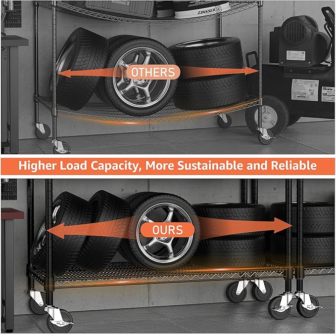 Industrial Metal 4 Tier Shelving for Garage, Pantry, Warehouse, Basement Utility Room, Storage Rack Metal Shelving Unit, Shelf Organizer, Black 23.6" D x 53.2" W x 73.6" H