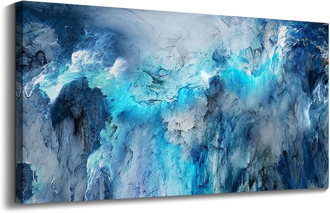 Mofutinpo Blue Abstract Canvas Wall Art | Modern Contemporary Painting for Living Room, Bedroom, and Office | Large Abstract Artwork | Ready-to-Hang Home Decorations | 29x58 Inches