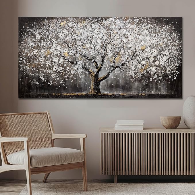 SDYA Plant Wall Pictures Large Neutral Canvas Paintings Black and White Hanging Art 24"x48" BedRoom Wall Decoration Farmhouse Kitchen Decor