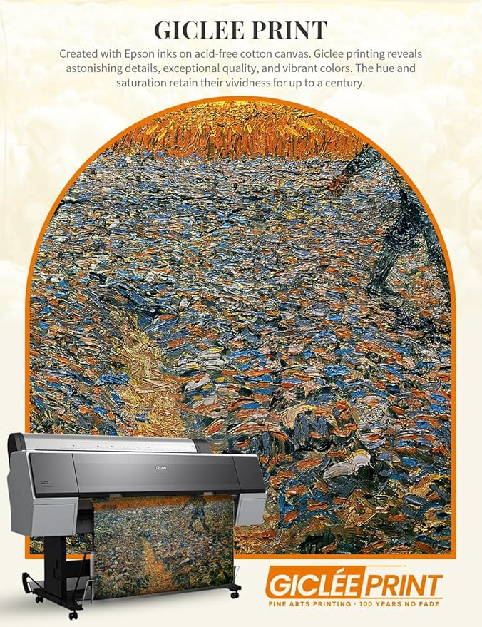 DECORARTS - Vincent van Gogh's The Sower. Museum-Quality Giclee Print on Cotton Canvas, Gold Solid Wood Frame, Framed Size: 34.75x28.75 in, Made in USA
