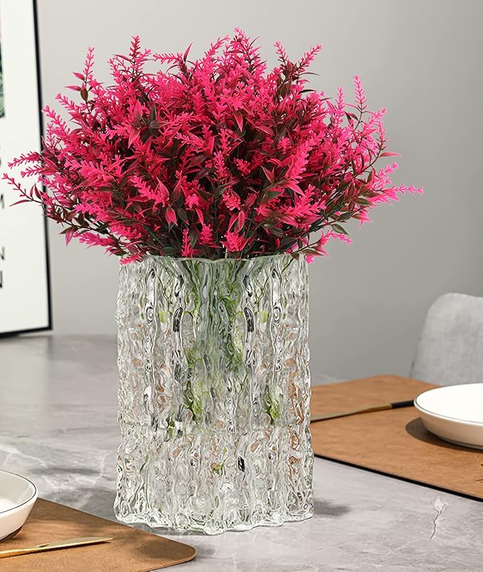 Artificial Plants Outdoor Artificial Lavender Flowers 20 Bundles Outdoor UV Resistant Fake Flowers No Fade Faux Plastic Plants Garden Porch Window Box Decorating,Spring Decorations for Home(Pink)