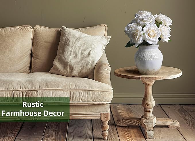 Quoowiit Ceramic Rustic Farmhouse Vase, White Distressed Flower Vase for Home Decor, Boho Decorative Vases for Centerpiece Table Decorations, Vases for Living Room Kitchen Entryway Mantle Shelf Decor