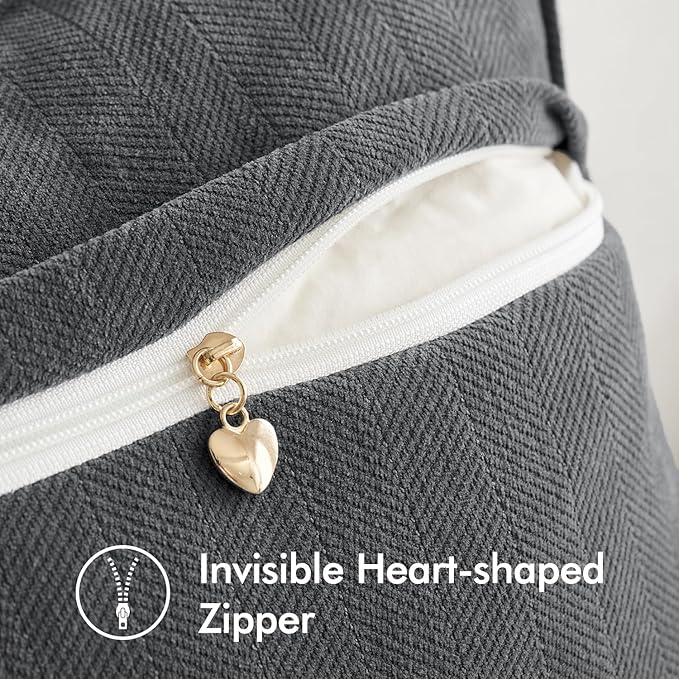 MIULEE Pack of 2 Dark Grey Decorative Pillow Covers 18x18 Inch Soft Chenille Luxurious Couch Throw Pillows Farmhouse Cushion Covers with Elegant Design for Sofa Bedroom Living Room Home Decor