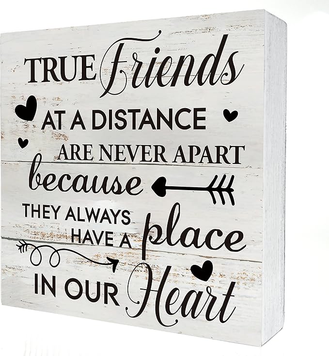 Kinship Wooden Box Sign Desk Decor Rustic Wood Block Plaque Box Sign for Home Living Room Shelf Table Decoration (5 X 5 Inch) (TRUE)