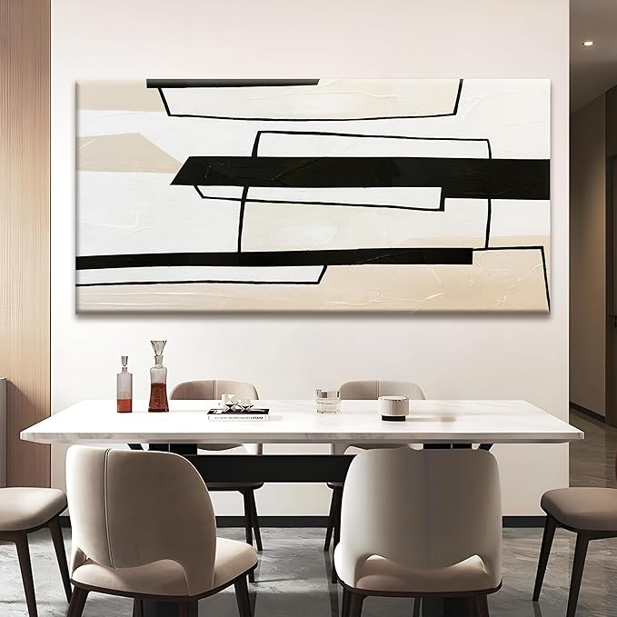 TAIJXAGSG Large Abstract Wall Art For Living Room Black Canvas Art Wall Decor White Wall Art Office Decoration Abstract Wall Decor For Home Bedroom Kitchen Artwork 29x58 Inch