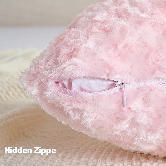 FUTEI Pink Decorative Throw Pillow Covers 20x20 Inch Set of 2,Soft Solid Rose Textured Cushion Case,Modern Home Decor for Couch Sofa Bed Living Room