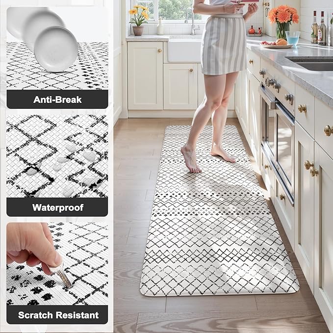 KIMODE Kitchen Mats for Floor Anti Fatigue, Geometric Kitchen Runner Rugs Non Slip, Padded Kitchen Floor Mats, Memory Foam Kitchen Mats Cushioned, Standing Desk Mat for Laundry Office Sink 24"x59"