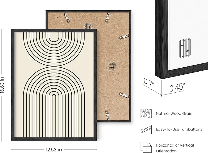 HAUS AND HUES Boho Wall Art - Boho Framed Wall Art. Geometric Print, Minimalist Framed Art, Decor Geometric (Black Framed 12x16)