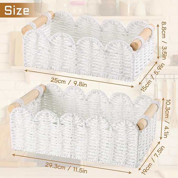 Storage Basket Wicker Baskets for Organizing Toilet Paper Storage Basket for Toilet Tank Top,White