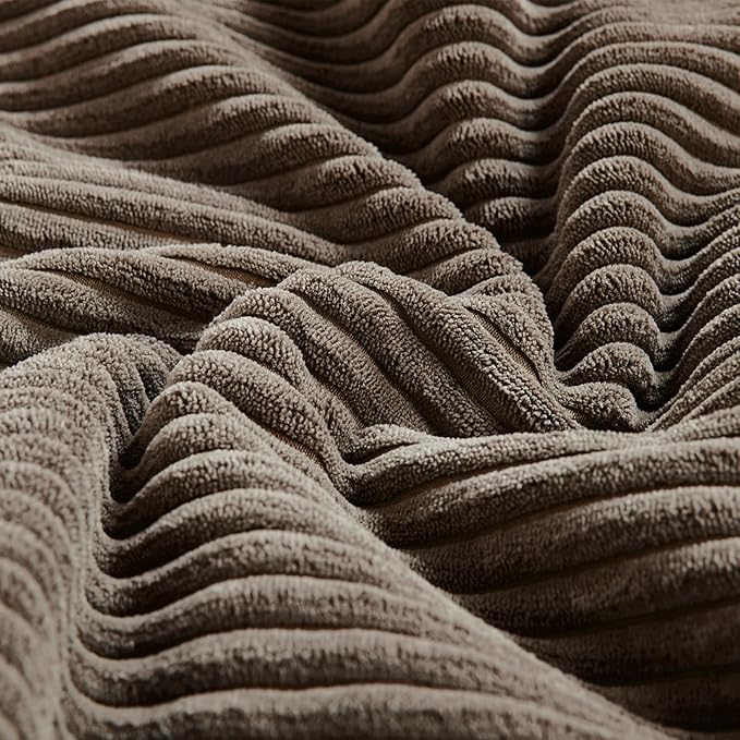 Fancy Homi 4 Packs Dark Brown Lumbar Decorative Throw Pillow Covers 12x20 Inch for Living Room Couch Bed, Rustic Farmhouse Boho Home Decor, Soft Striped Corduroy Rectangle Accent Cushion Case 30x50 cm