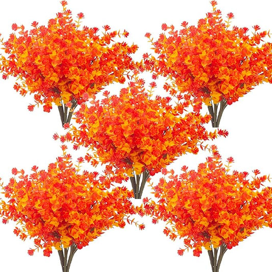 Artificial Fall Flowers, Fake Outdoor UV Resistant Autumn Plants for Home Kitchen Christmas Festival Thanksgiving Autumns Decoration(Gold Yellow)