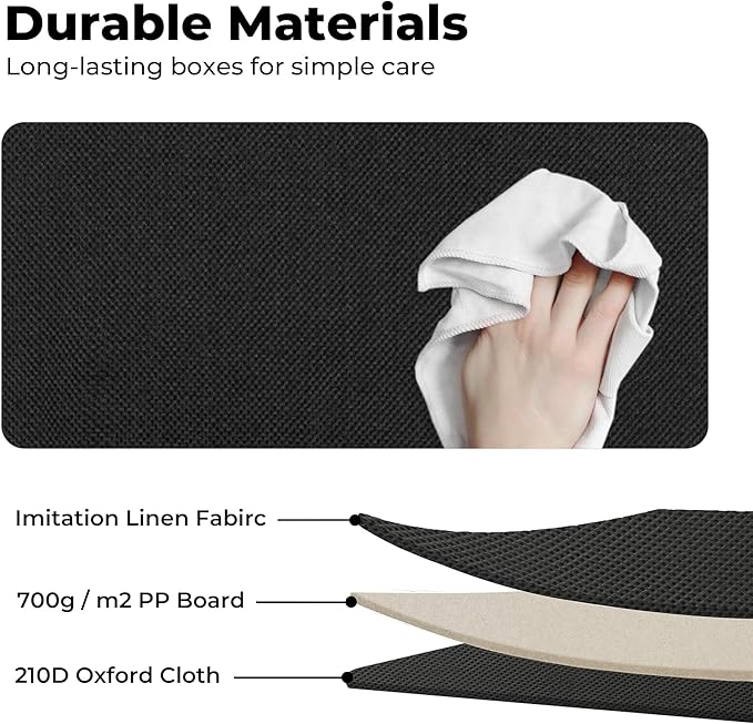 GRANNY SAYS Storage Bins with Lids, Decorative Storage Boxes with PU Handles, Black Storage Bin, Linen Closet Organizer, Shelf Baskets, Fabric Storage Bins for Clothes