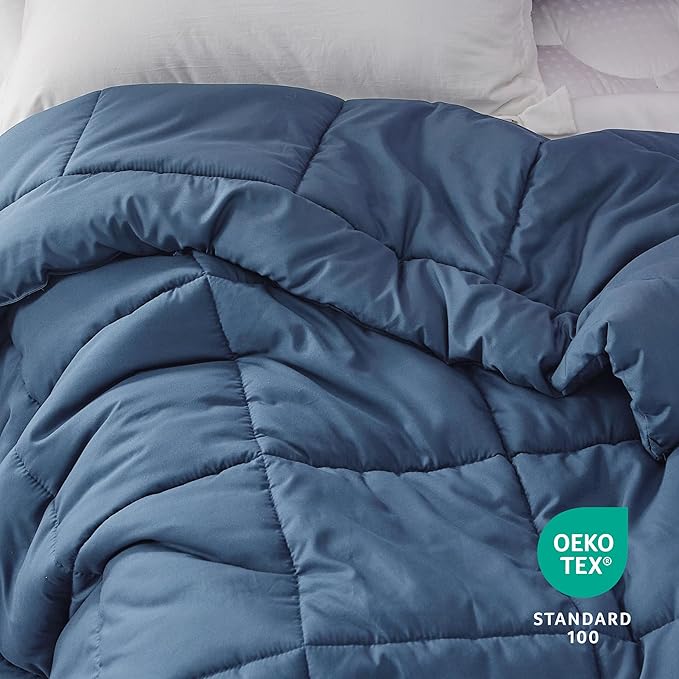 Bedsure Comforter Duvet Insert - Quilted Comforters Twin XL Size, All Season Duvet, GentleSoft Down Alternative Bedding, with 8 Tabs, Gifts for Women/Men, Dark Slate Blue, Twin XL 92 x 68 Inches