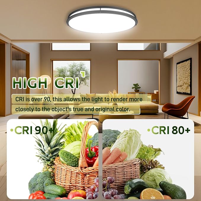 hykolity 32 Inch Oval LED Ceiling Light, 60W, 4000LM, 2700K/3000K/3500K/4000K/5000K Adjustable, Oil Rubbed Bronze Finish Dimmable Flushmount Ceiling Light for Bedroom, Living Room