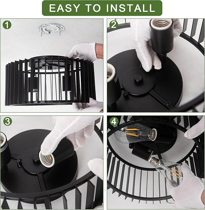 Modern Black Flush Mount Ceiling Light Fixture, Farmhouse Light Fixture for Kitchen, Bedroom, Entryway Porch Foyer Living Room < Bulb NOT Included >