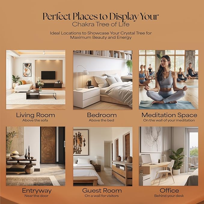 7 Chakra Tree of Life - Crystal Tree for Positive Energy - Healing Crystals and Stones - Birthday Gifts for Women, Home Office Decor -10-12"