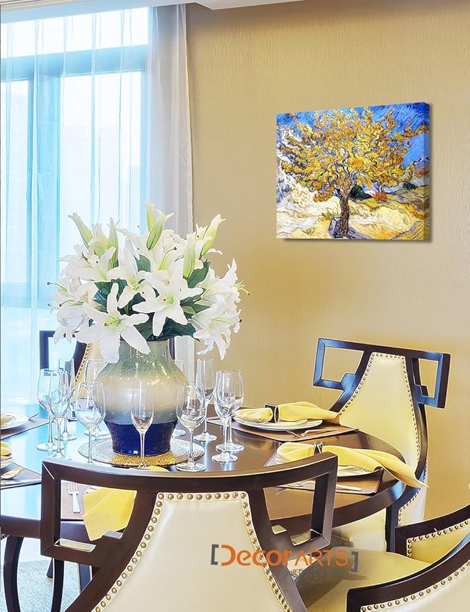 DECORARTS - The Mulberry Tree, Vincent Van Gogh Art Reproduction. Giclee Canvas Prints Wall Art for Home Decor 20x16