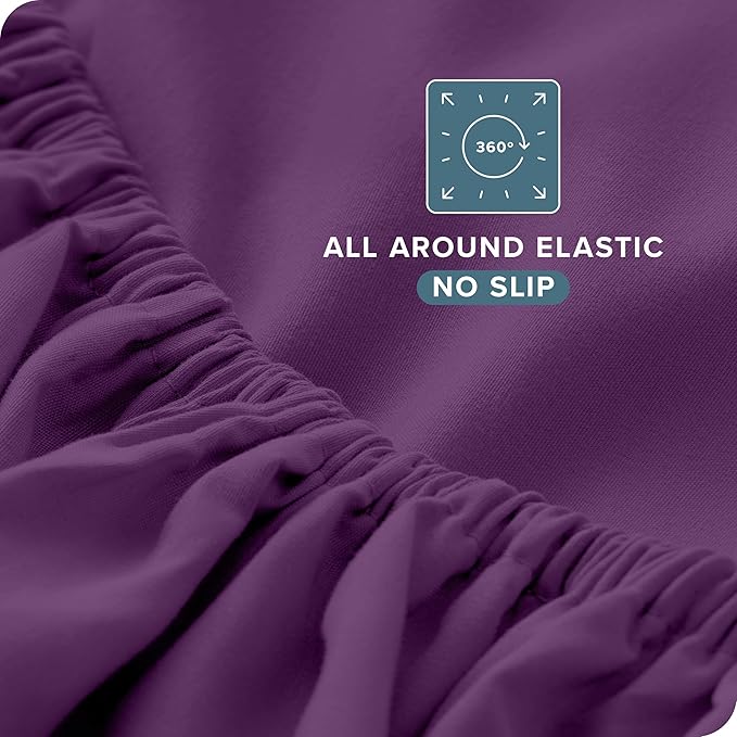 Bare Home Queen Sheet Set - Luxury 1800 Ultra-Soft Microfiber Queen Bed Sheets - Double Brushed - Deep Pockets - Easy Fit - 4 Piece Set - Bedding Sheets & Pillowcases (Queen, Plum)