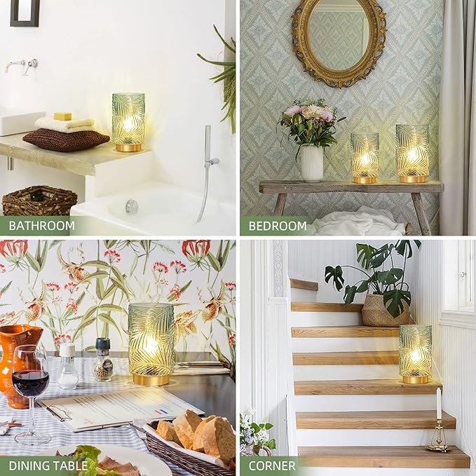 Battery Operated Table Lamp, Cordless Lamps for Home Decor, Battery Powered Nightlight with LED Bulb with Timer, Decorative Lights for Living Room Bedroom Tabletop Entryway Centerpiece Gift(Small LG)