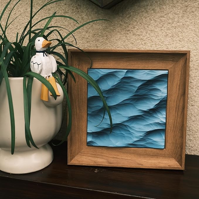 Handcrafted Wood Carved Frame Wall Art with 3D Wave Carving Design, Creative Bedroom Decor (natural wood color, large, Framed)