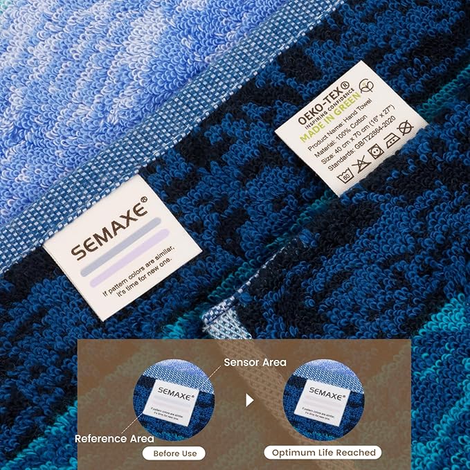 SEMAXE Luxury Bath Towel, 100% Cotton Towel with Hanging Loop and Smart Tag, Soft & Absorbent Bathroom Towel, Gift Box Packaging, 55" L x 27" W