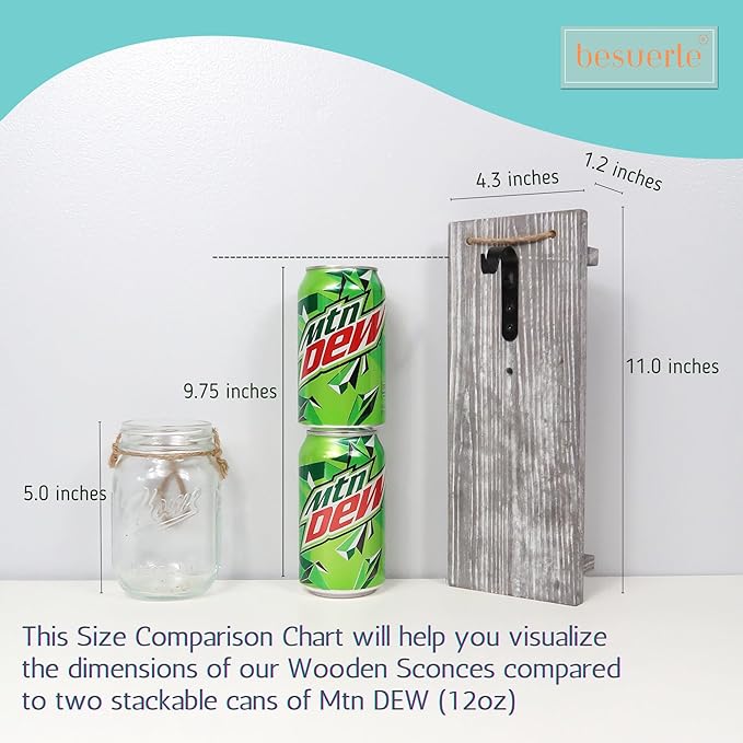 Besuerte Rustic Wooden Wall Hanging Decor with LED String Lights for Modern Living Room and Bedroom, Inspirational Country Style Vintage Wall Decoration Art, 6 Hour Timer Set of 2 Grey